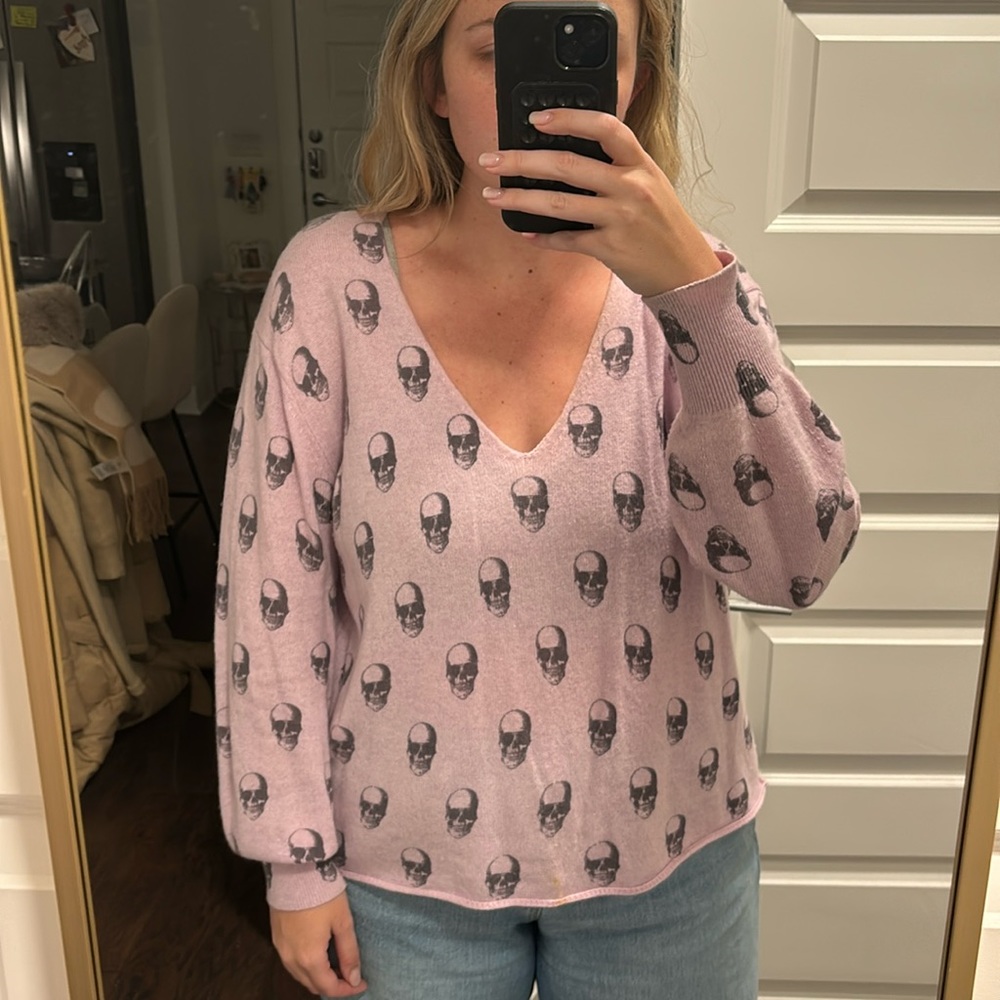 skull cashmere pink/purple sweater